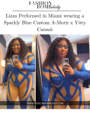 Lizzo trad op in Miami terwijl ze op tournee een Sparkly Blue Custom A-Morir x Yitty Catsuit droeg